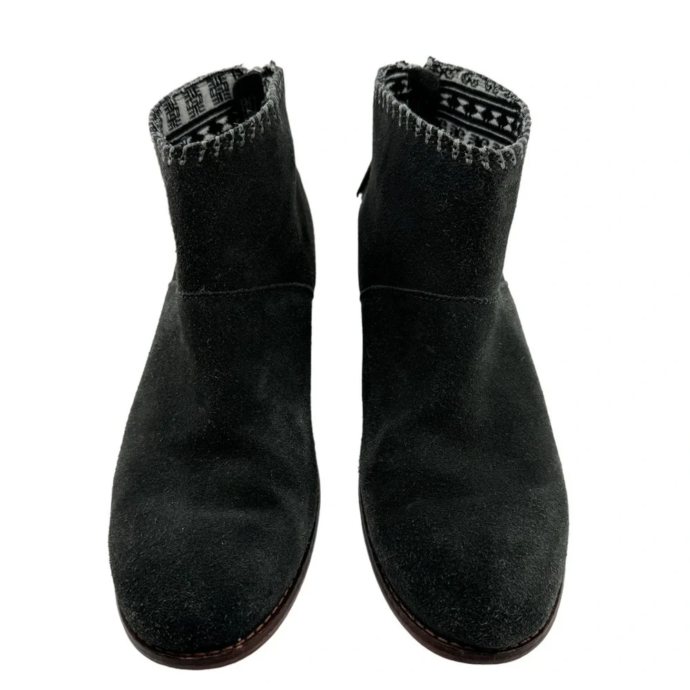 Toms Womens Dark Grey Suede Ankle Boots Tassel Zip Up Block Heel Casual 9W